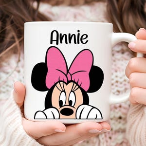Personalizowany kubek Minnie, kubek Mickey Minnie z imieniem, spersonalizowane kubki ceramiczne, pomysł na prezent