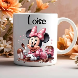 Personalizowany kubek Myszki Minnie, kubek Myszki Miki z imieniem, spersonalizowane kubki ceramiczne, pomysł na prezent