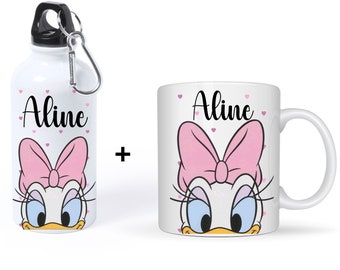 Personalized daisy duck mug and cup holder