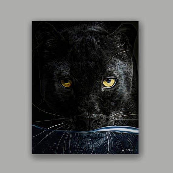 Black Panther Vertical Art Print: Archival Giclee, Artist Lynn A. Marie