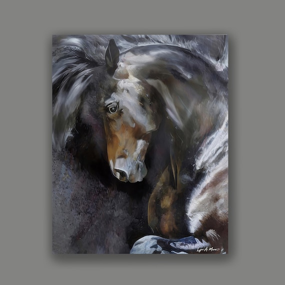 Black Horse Giclée Art Print: By Artist Lynn A. Marie