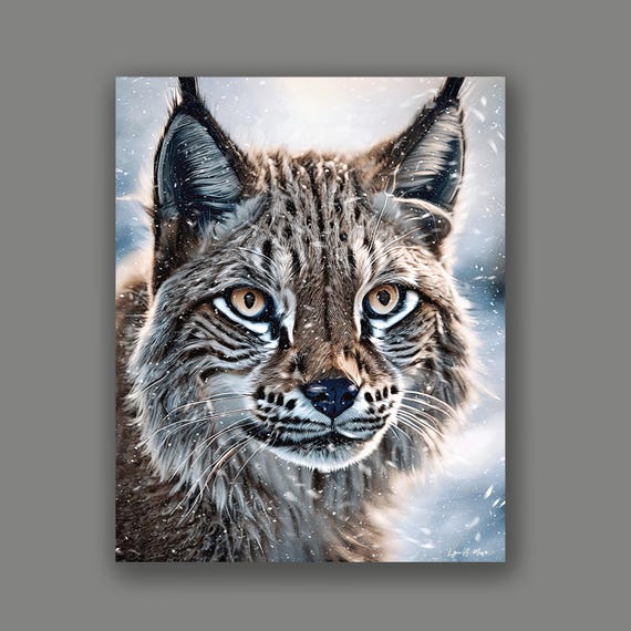 Lynx Vertical Giclée Art Print: Realistic Wildlife Portrait