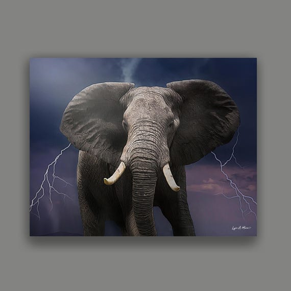 African Elephant Art Print: Archival Giclée, Wildlife Art By Artist Lynn A. Marie