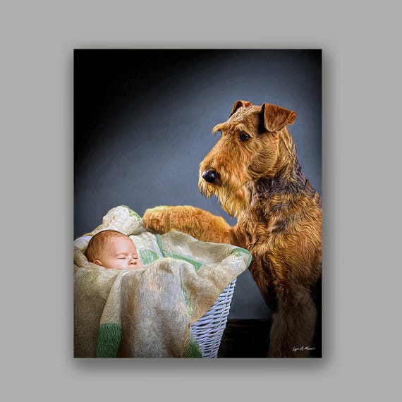 Airedale Dog Giclee Art Print: Wildlife Art by Lynn A. Marie