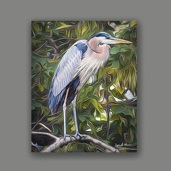 Blue Heron Giclée Art Print: Archival Quality, Wildlife Art by Lynn A. Marie