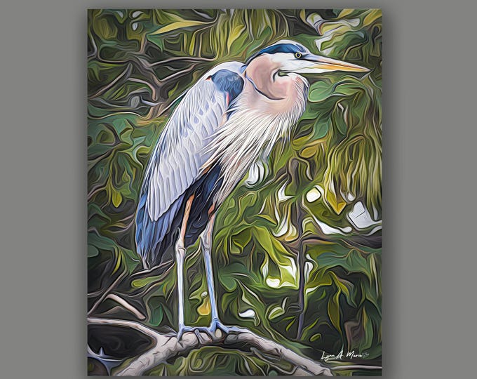 Blue Heron Fine Art Wildlife Print By Artist Lynn A. Marie