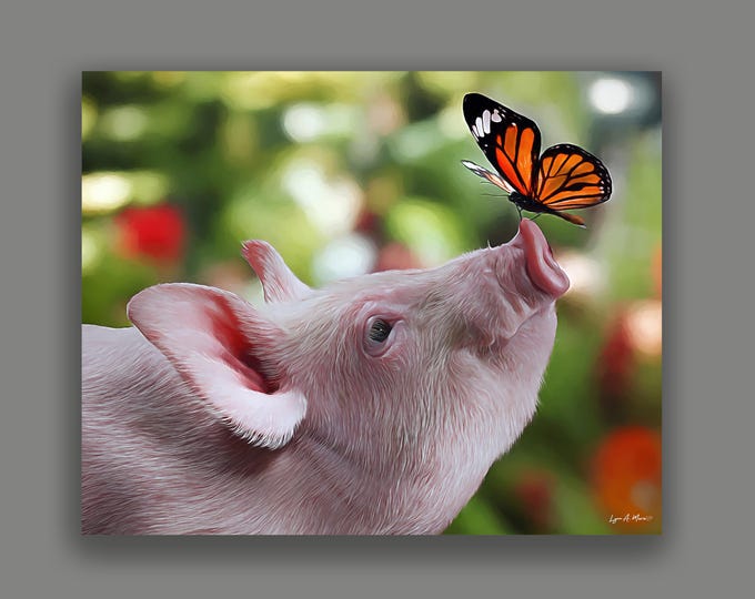 Piglet Farm Animal Fine Art Print By Artist Lynn A. Marie