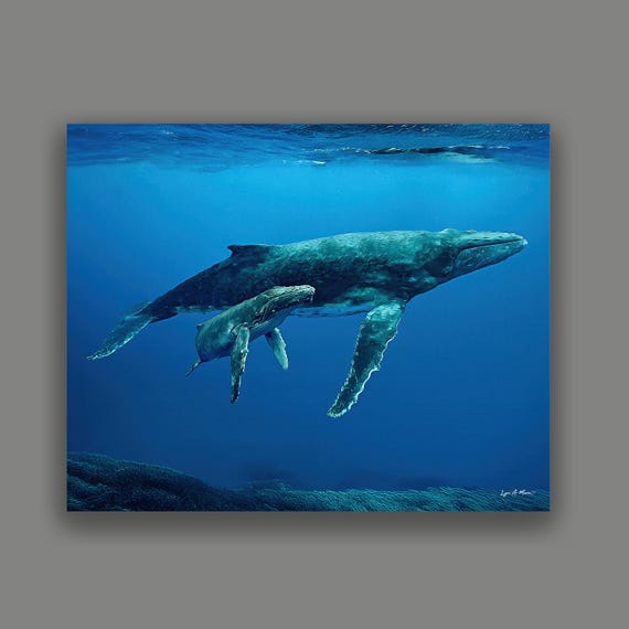 Humpback Whale Art Print: Archival Giclee, Ocean Wall Art, By Artist Lynn A. Marie