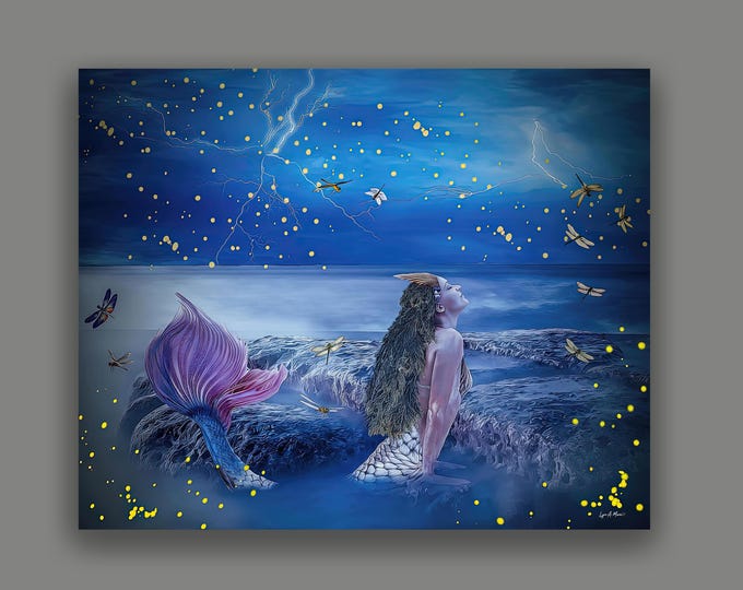 Midnight Mermaid Fantasy Fine Art Print By Artist Lynn A. Marie