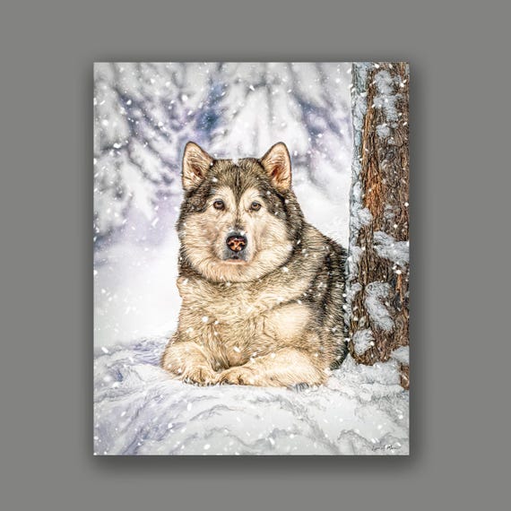 Malamute Dog Art Print: Wildlife Giclée Print on Archival Pap