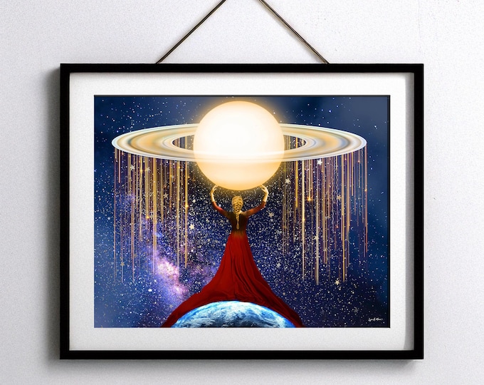 Bright Colorful Cosmic Fantasy Fine Art Print By Artist Lynn A. Marie