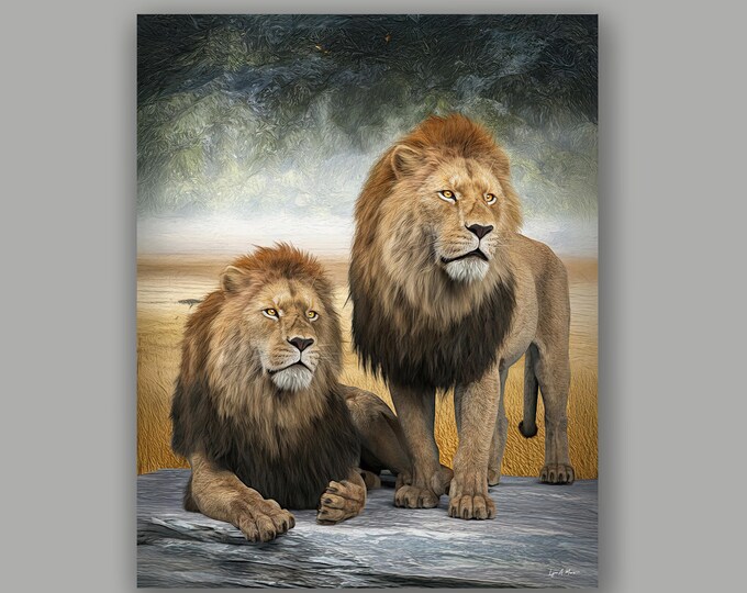 African Lion Fine Art Print By Artist Lynn A. Marie