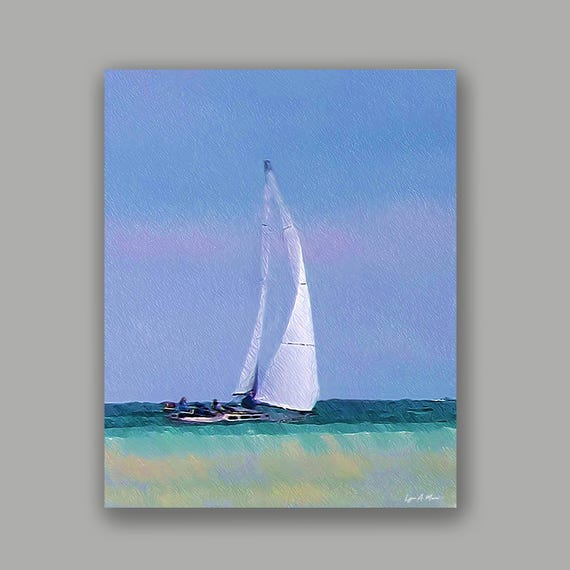 Sailing Boat Art Print: Vertical Giclee Print, Lynn A. Marie