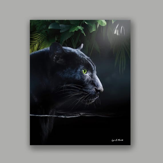 Black Leopard Art Print: Archival Giclee, Artist Lynn A. Marie