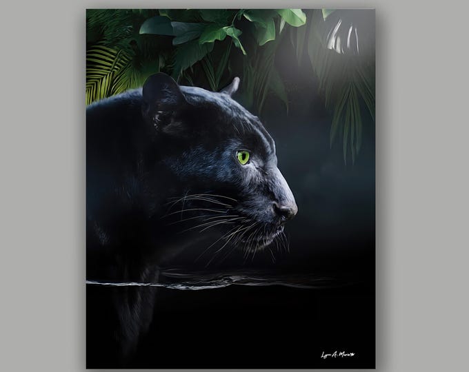 Black Leopard Fine Art Print By Artist Lynn A. Marie