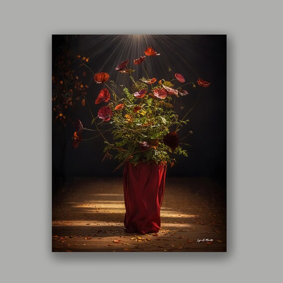 Red Flower Vertical Art Print: Archival Giclée, Artist Lynn A. Marie