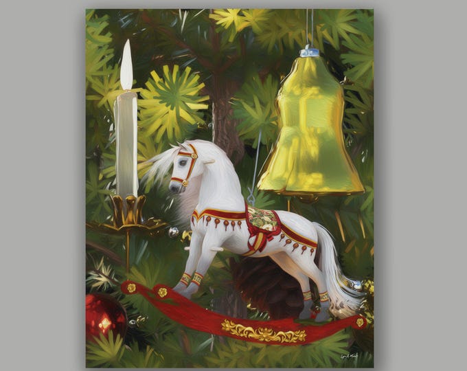 Christmas Rocking Horse Fine Art Print By Artist Lynn A. Marie