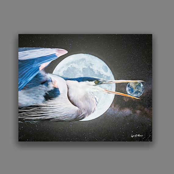 Blue Heron Fantasy Wildlife Art By Artist Lynn A. Marie