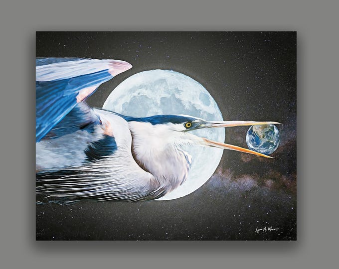 Blue Heron Fantasy Wildlife fine Art By Artist Lynn A. Marie