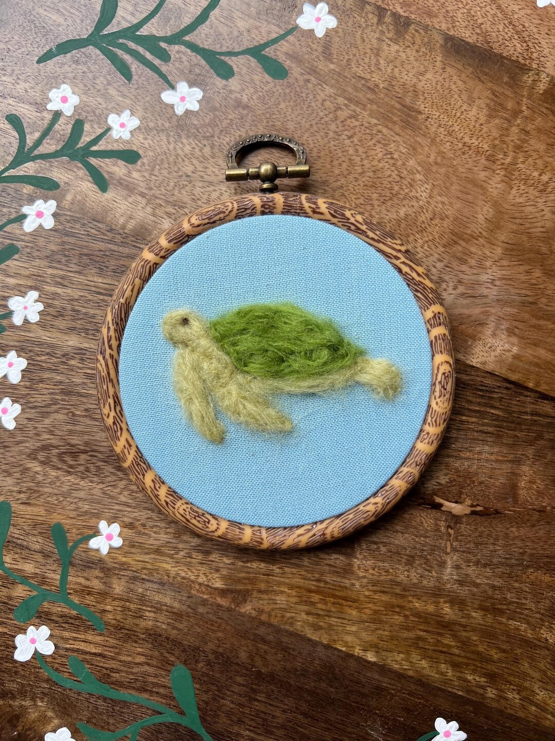 Embroidered Turtle Simple Hand Embroidered Sea Turtle | Whimsy Decor | Beachy Handmade Decor - Etsy