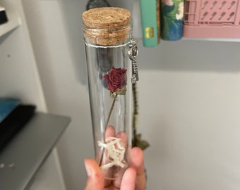 Corked bottled jar with dried rose gift