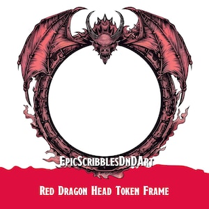 Red Dragon Head Token Frame - Digital D&D Border for Dungeons and Dragons, Pathfinder. Foundry VTT, Roll20