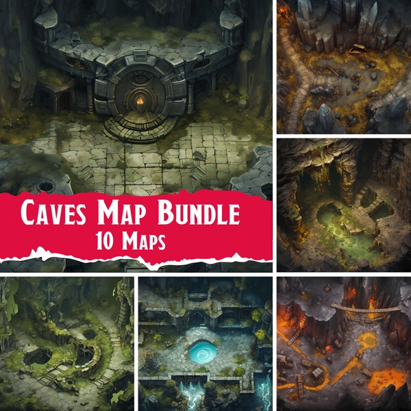 Dungeons and Dragons Maps - 10 Digital Terrain Maps for D&D, Pathfinder, Roll20 and more  - Vicious Vault of the Goblin Horde