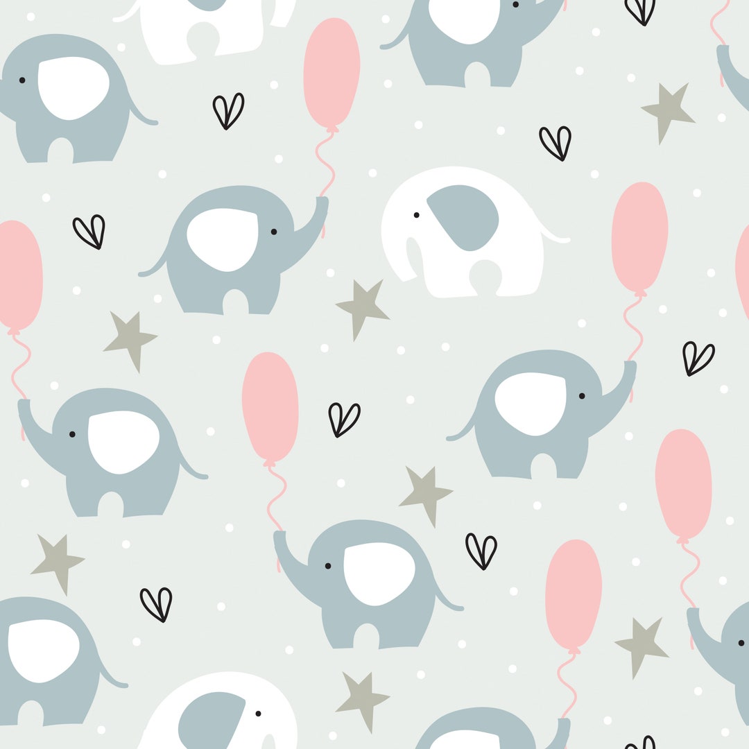 Baby Elephants & Balloons Seamless Digital Pattern - Etsy Canada