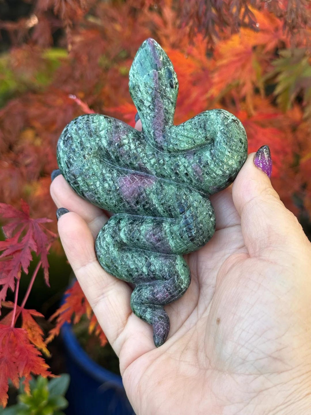 UV Reactive Ruby in Zoisite Snake Carving - Etsy