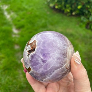 Crazy Lace Agate and Amethyst Sphere