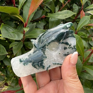 Moss Agate Dragon Head