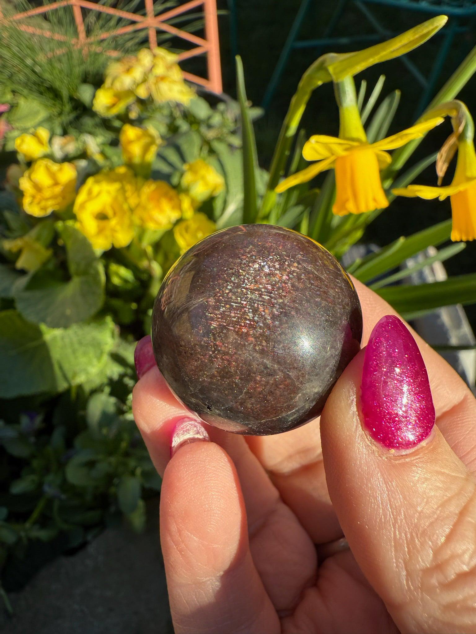 Black Moonstone and Sunstone Sphere