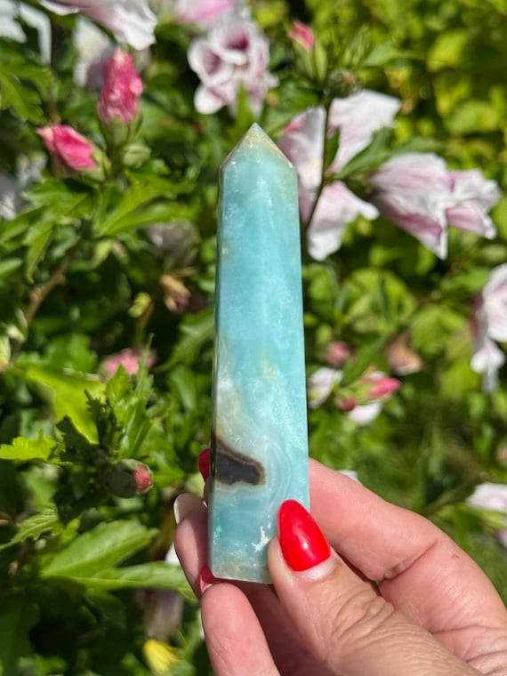 カリビアンブルーカルサイト　タワー　天然石　レアストーン　ヒーリングストーン カリビアンブルーカルサイト タワー 天然石 レアストーン ヒーリング