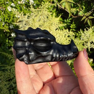 Obsidian Dragon Head Carving