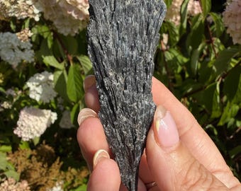 Ejemplar de hoja de cianita negra procedente de Brasil