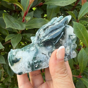 Moss Agate Dragon Head