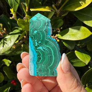 Malachite and Chrysocolla Rough and Polished Tower
