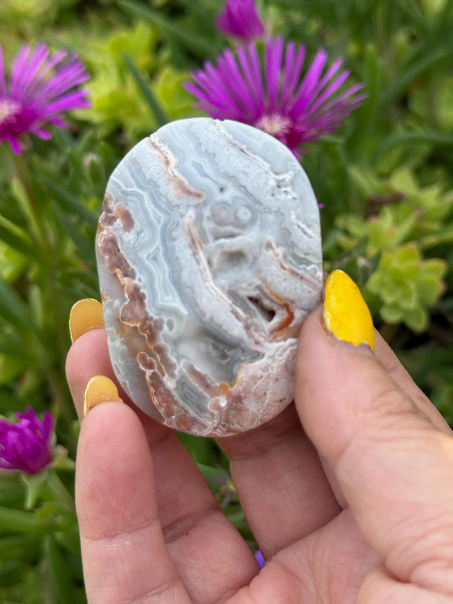 パワーストーン Crazy Lace Agate Palmstone With Druzy - Etsy