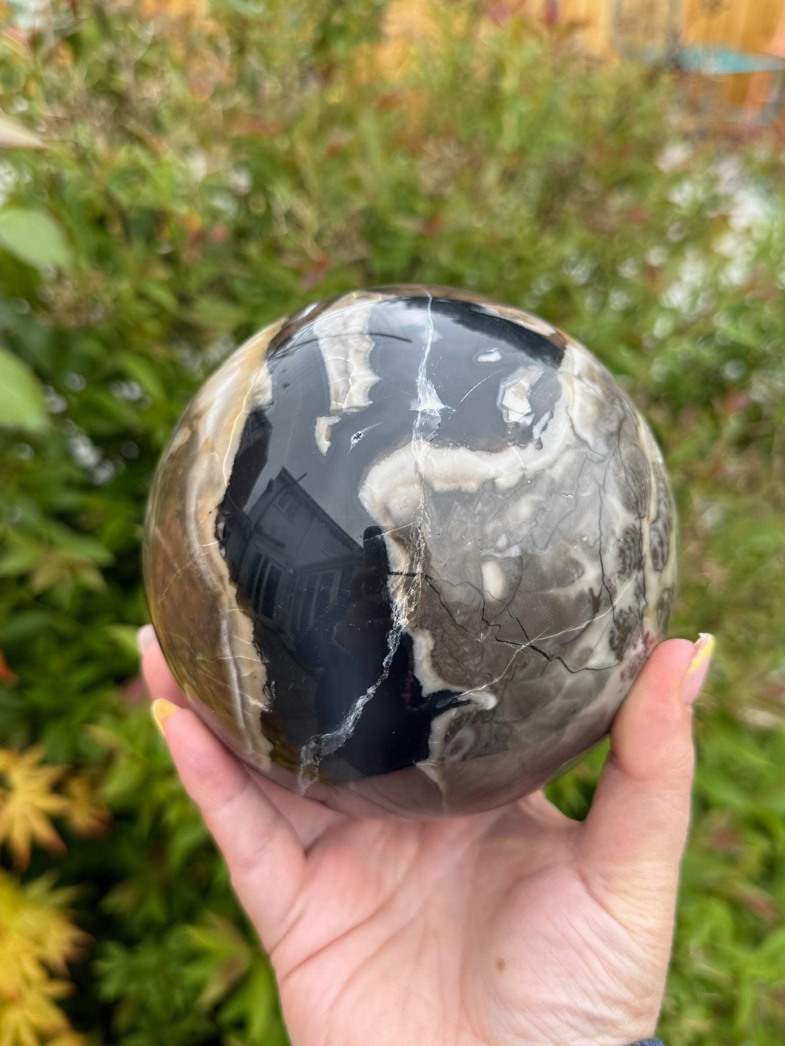 ジオードあり✨ボルケーノアゲート スフィア 火山瑪瑙ボルケーノ