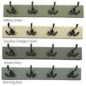 Solid Pine Coat Rack, Shabby Chic Triple Cast Iron Hooks,Entryway, Mudroom & Hallway Organiser, Wall mounted