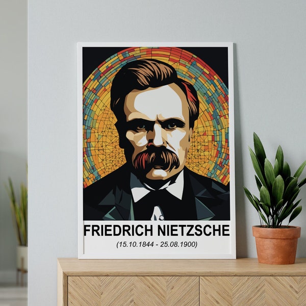 Nietzsche Poster, Pop Art Druck, Philosophie Zitat, Denker Wandbild, Geschenk für Studenten, Friedrich Nietzsche Wanddekor, Moderne Kunst