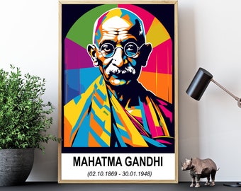 Mahatma Gandhi-Poster Moderne Wandbilder mit Pop-Art-Still für stilvolle Wanddekoration und Kunstliebhaber (ohne Rahmen)