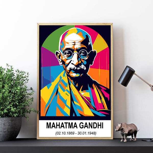 Mahatma Gandhi-Poster Moderne Wandbilder mit Pop-Art-Still für stilvolle Wanddekoration und Kunstliebhaber (ohne Rahmen)