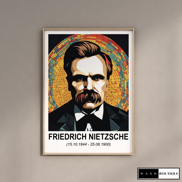 Nietzsche Poster, Pop Art Druck, Philosophie Zitat, Denker Wandbild, Geschenk für Studenten, Friedrich Nietzsche Wanddekor, Moderne Kunst