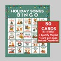 Christmas Songs Bingo, 50 PRINTABLE Bingo Cards, Christmas Music Bingo, Christmas Party Game, Digital Download, Spotify Playlist