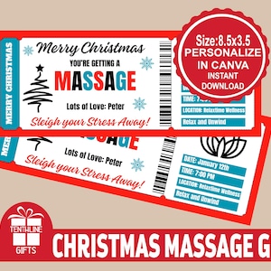 Weihnachtsmassage Geschenkgutschein, Weihnachtsmassage Vorlage, bearbeitbare Canva Vorlage, druckbare Weihnachtsgeschenkgutschein