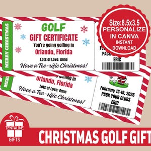WeihnachtsGolf Geschenkgutschein, WeihnachtsGolf Geschenkgutschein I Bearbeitbare Canva Vorlage, druckbare Weihnachtsgeschenkurkunde, Geschenk für Sie / Ihn