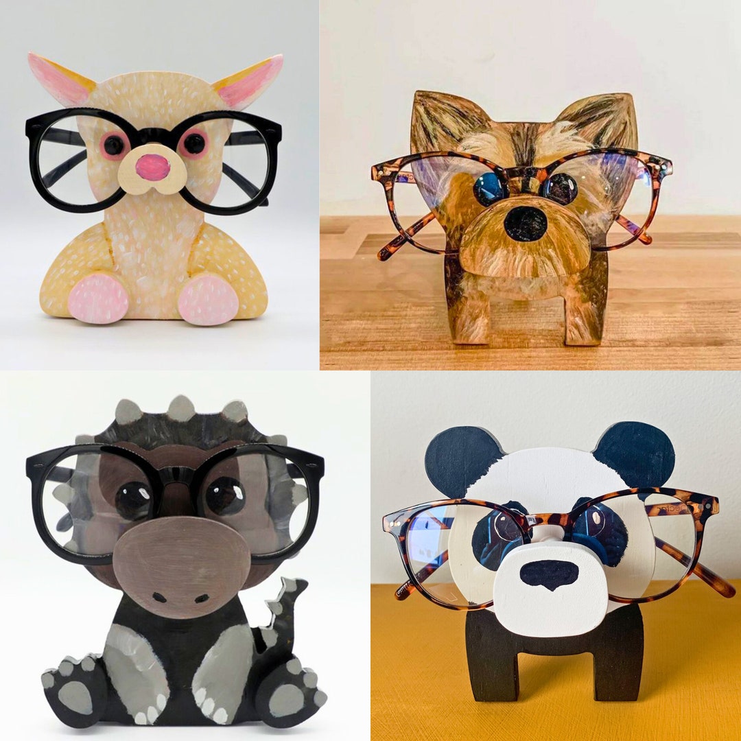 Wooden Animal Eyeglass Stand Display, Handcraft Eyeglasses Holder, Desk