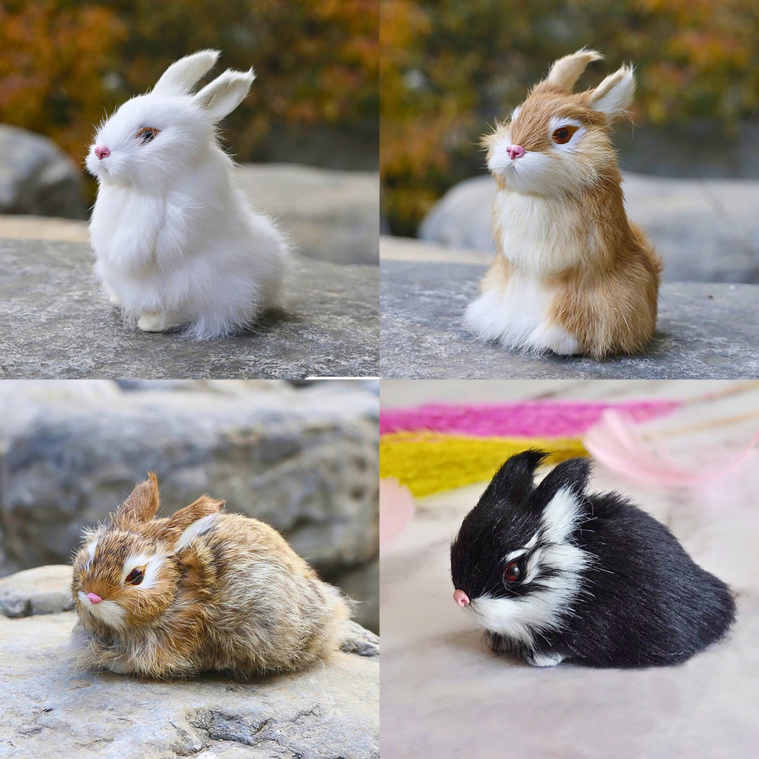 Realistic Animal Figurines, Stuffed Rabbit, Animal Ornaments Bunny, Animal Showcase for Home