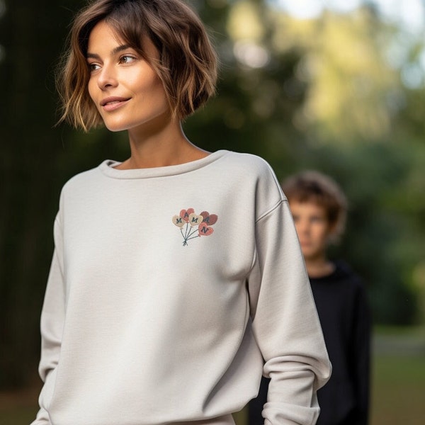 Sweat-shirt col rond broderie personnalisée maman pull coton biologique